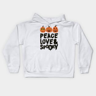 Peace Love & Spooky Hippie Halloween Pumpkins Jack O Lantern Kids Hoodie